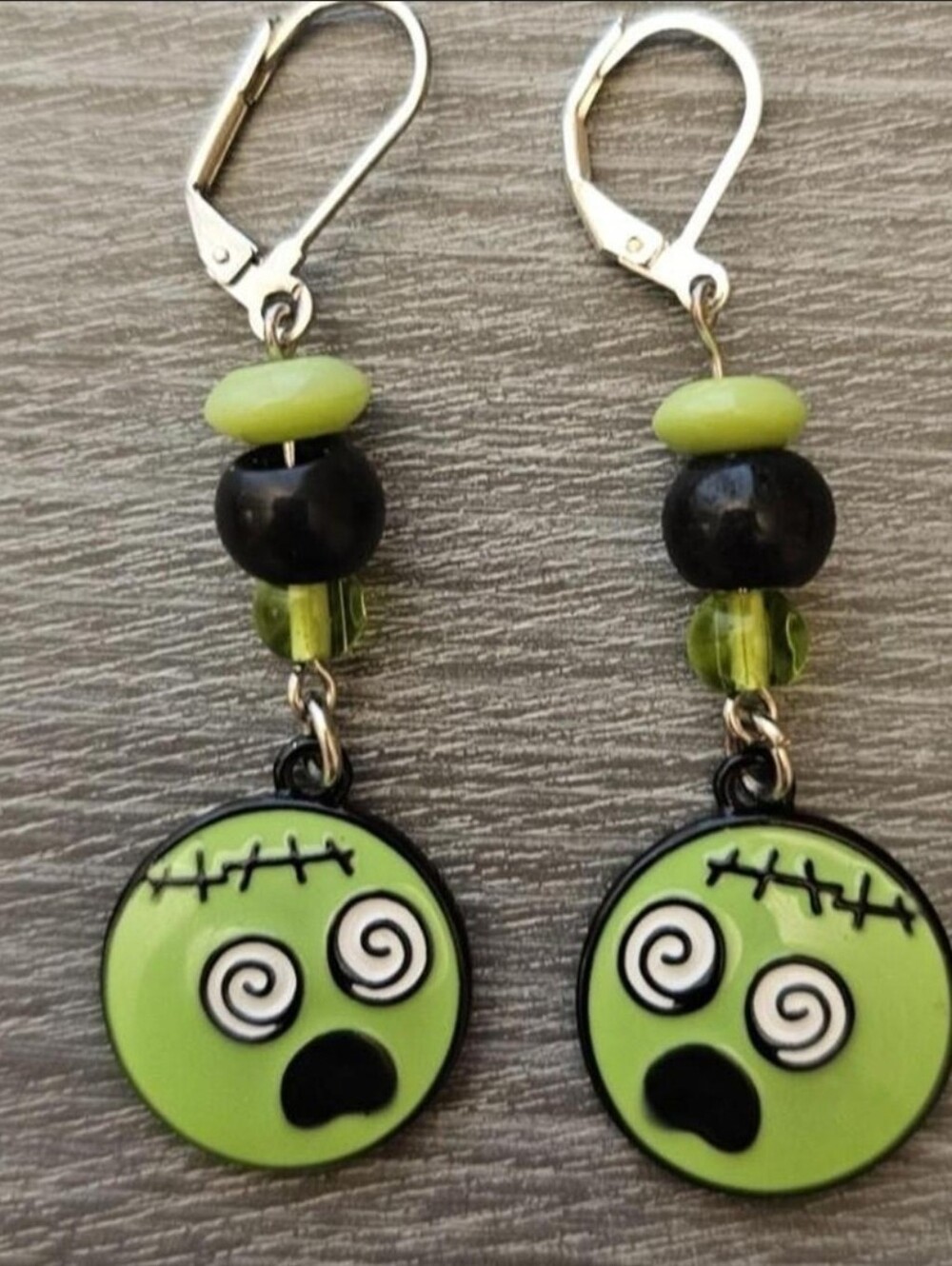 Green And Black Frankenstein Earrings